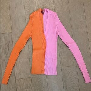 Staud Cardigan Sweater, Orange/Pink, sz XS